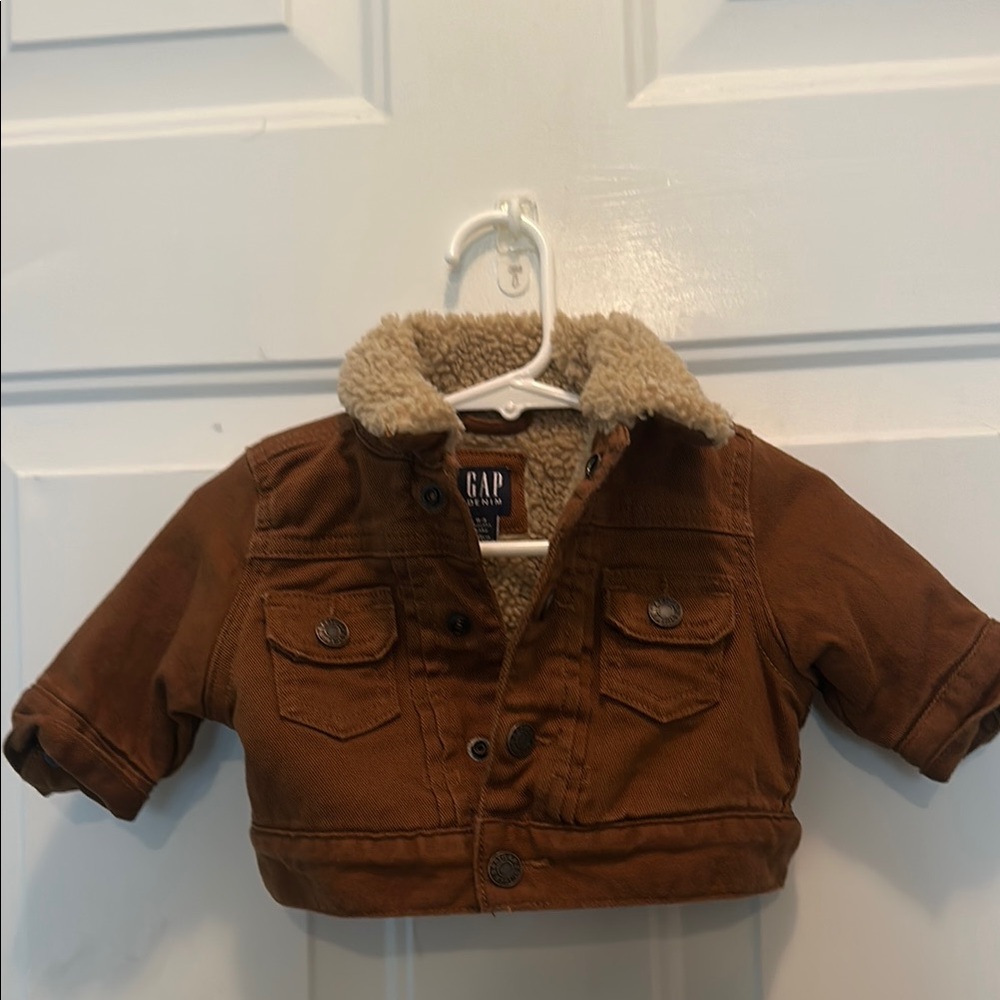 GAP Brown Jean Jacket with Sherpa Collar